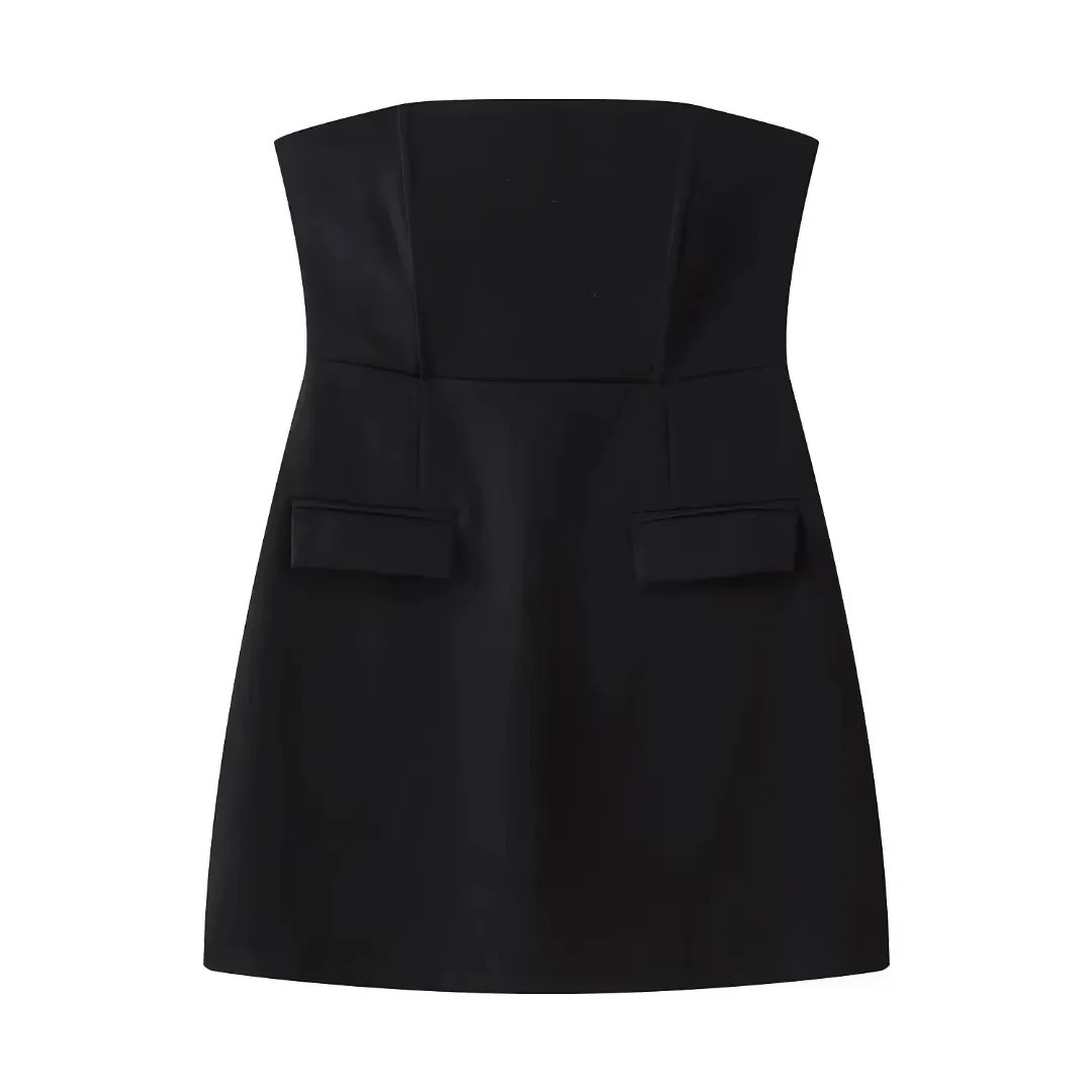 HH Women Off Shoulder Sexy Mini Dress Summer Tube Top Slim Elegant Solid Strapless Dresses Female Fashion Streetwear