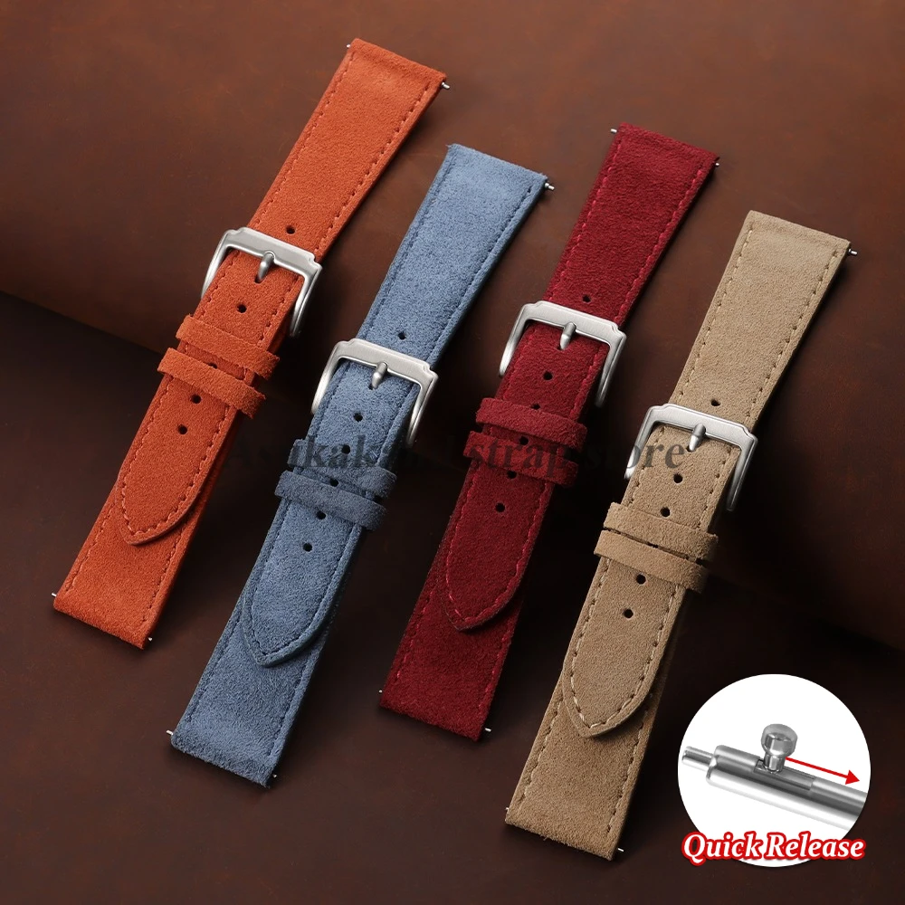 Vintage Suede Leather Cowhide Watch Strap - Versatile Sport Bracelet