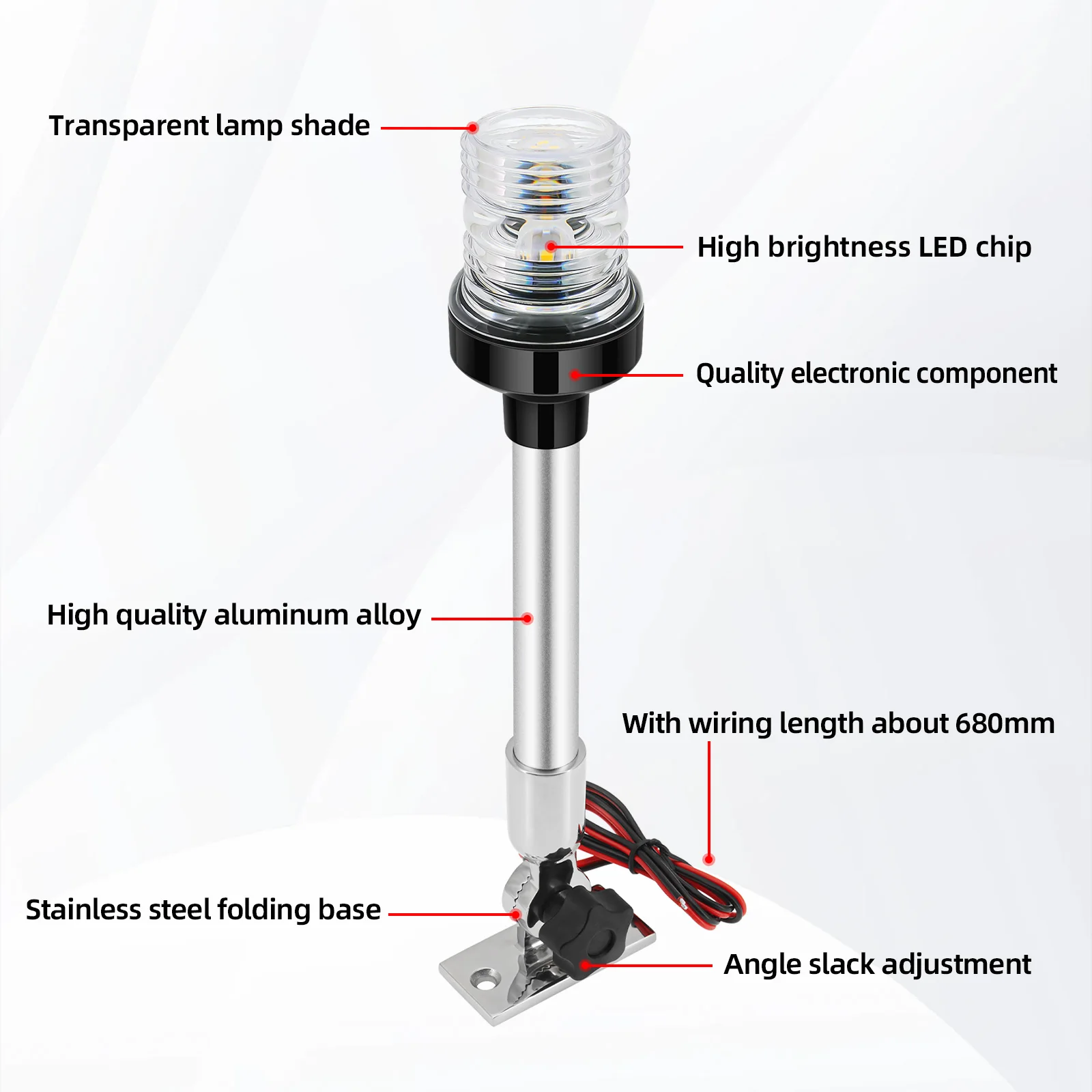 12V 24V Segelsignalleuchte Bootsnavigationslicht Klappbar 360 Grad LED für Yacht Marine Ankerlicht Bootszubehör – Detail 25