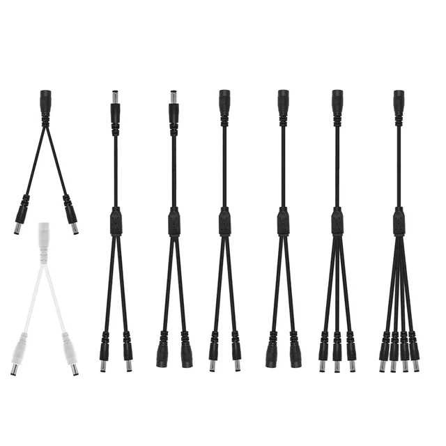 Splitter DC Power Cable 1 To 2/3/4/5/6/8 Way 5V 12V Male Female 5.5x2.1mm DC Plug Extension Wire For LED Strip Light Camera CCTV