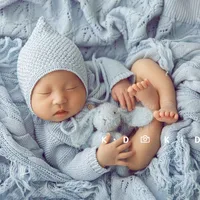 Newborn Photography Props Bunny Doll Knitted Mohair Cartoon Rabbit Doll Toy Fotografia Accessories Studio Shooting Photo Props 2
