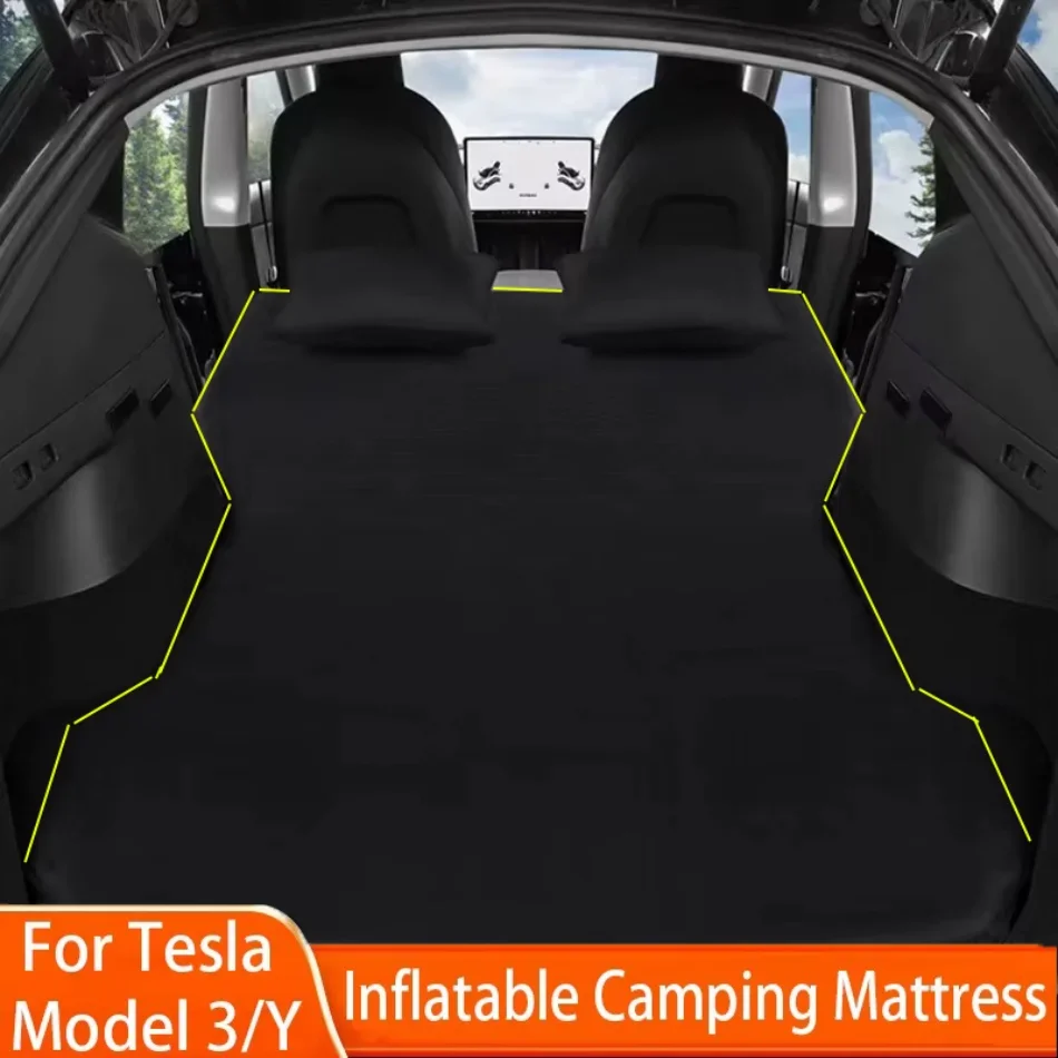 New Car Inflatable Bed for Tesla Model 3 Y-Inflatable Outdoor Camping Portable Trunk Thick Mattress with Air Pump