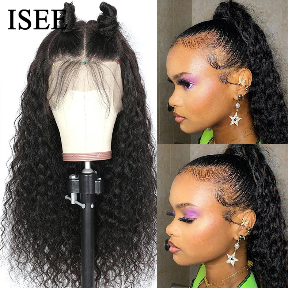 Water Wave Lace Front Human Hair Wigs ISEE HAIR Lace Closure Wigs For Women Human Hair Mongolian Water Wave Lace Closure Wigs