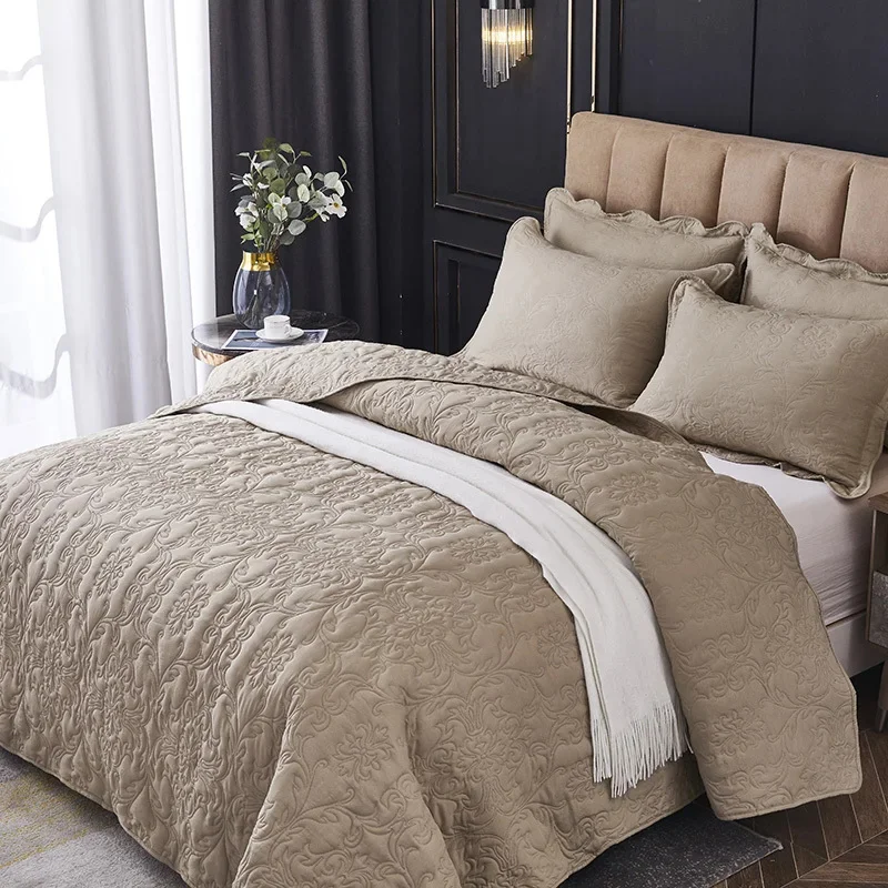 Solid Color Plant Jacquard Bedspread Quilted Bed Covers Bedspread Large Size Coverlet for Bed 220x240/240x250cm