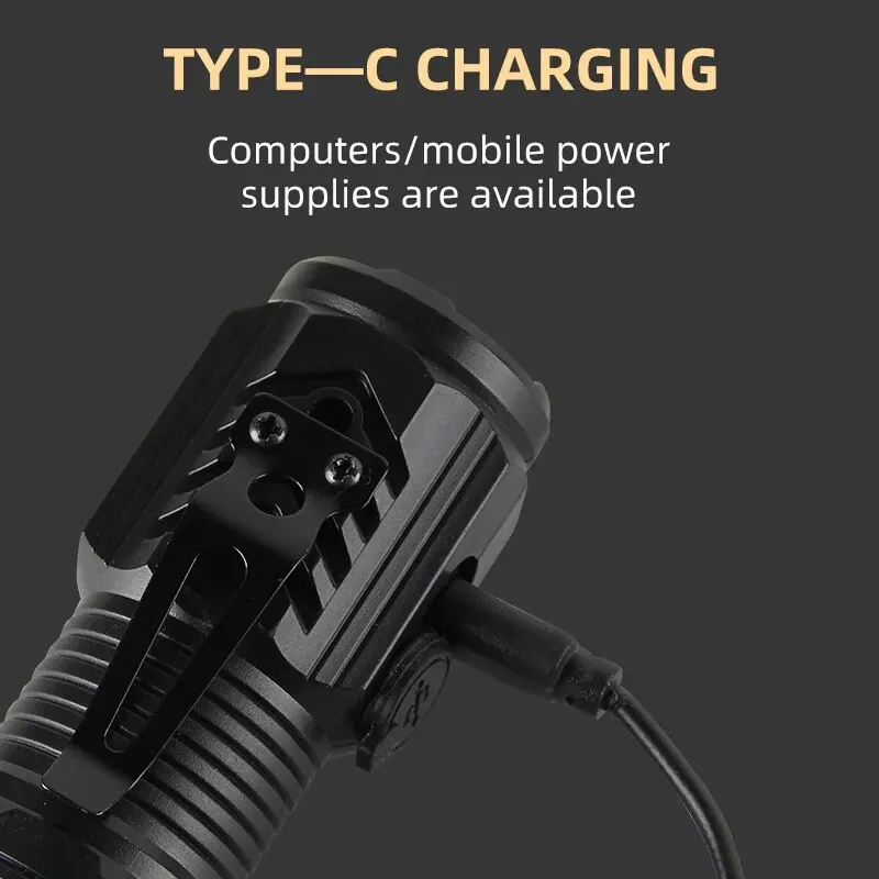 초강력 LED 미니 전술 손전등, USB 충전식 고출력 LED 토치, 자석 핸드 램프 포함, 3 코어, 신제품