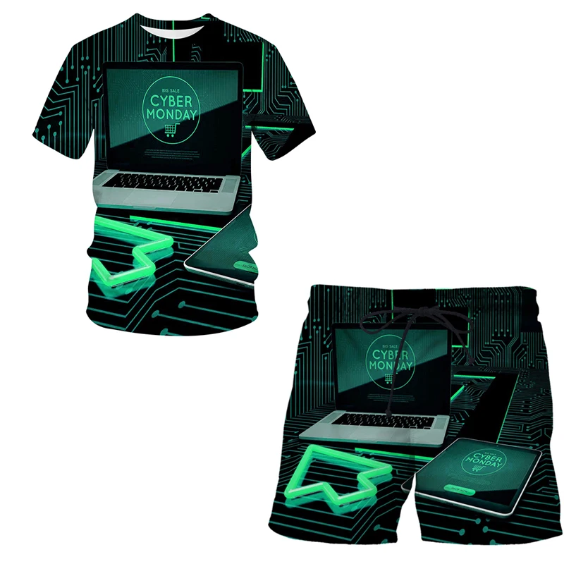 

Male Tracksuit Summer Men Sets Sporting Suits Short Sleeve T Shirt+pants men clothing 2 Piece Set Mobile technology short homme
