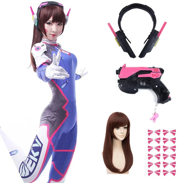 Anime Woman Jumpsuit Tights Dva Cosplay Costume Game Zentai Wig Cosplay Props Headphone Suit D.Va Cos Party Halloween Costumes 1