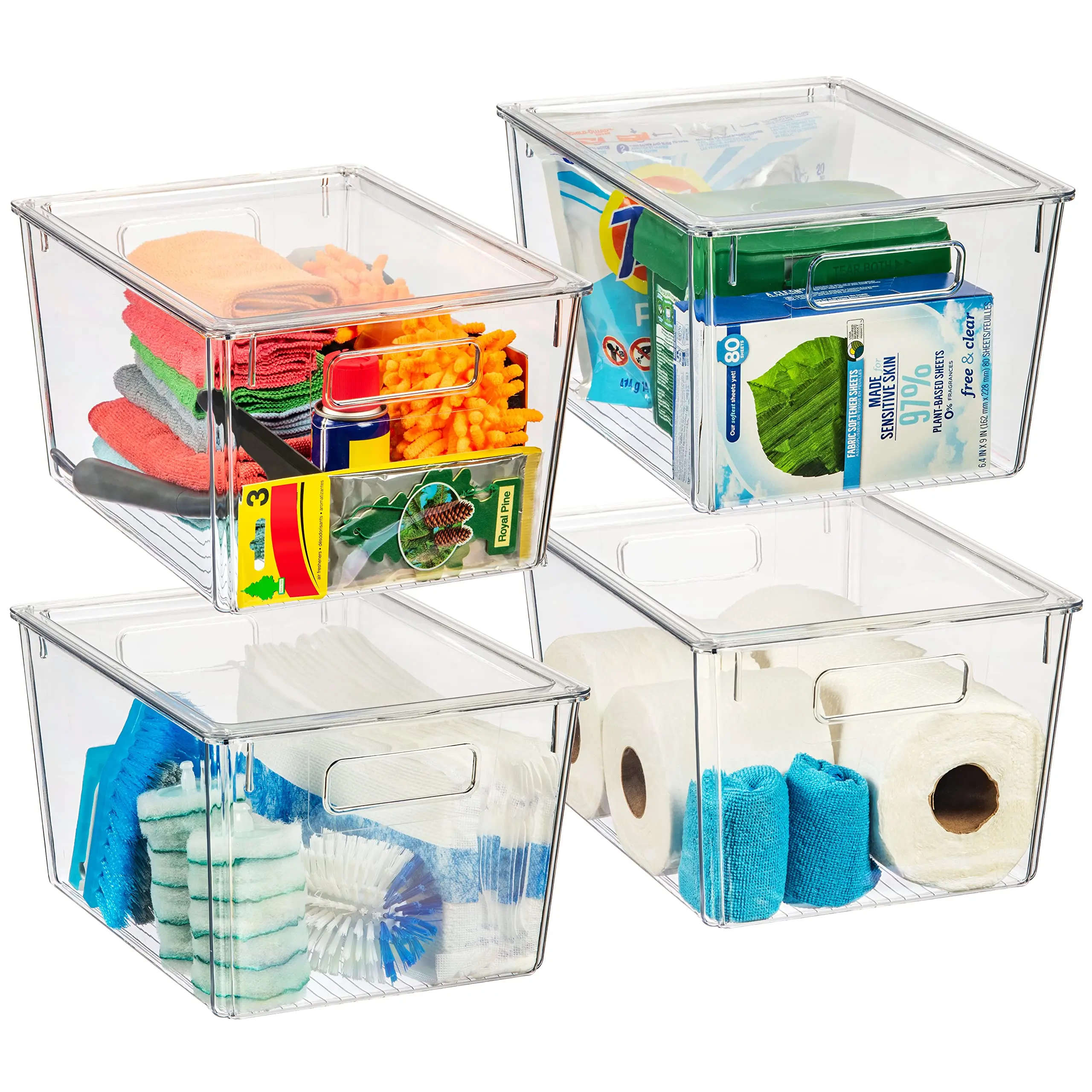 

X-Large Plastic Storage Bins With Lids - Perfect for Kitchen, Pantry, Fridge Organization and Storage