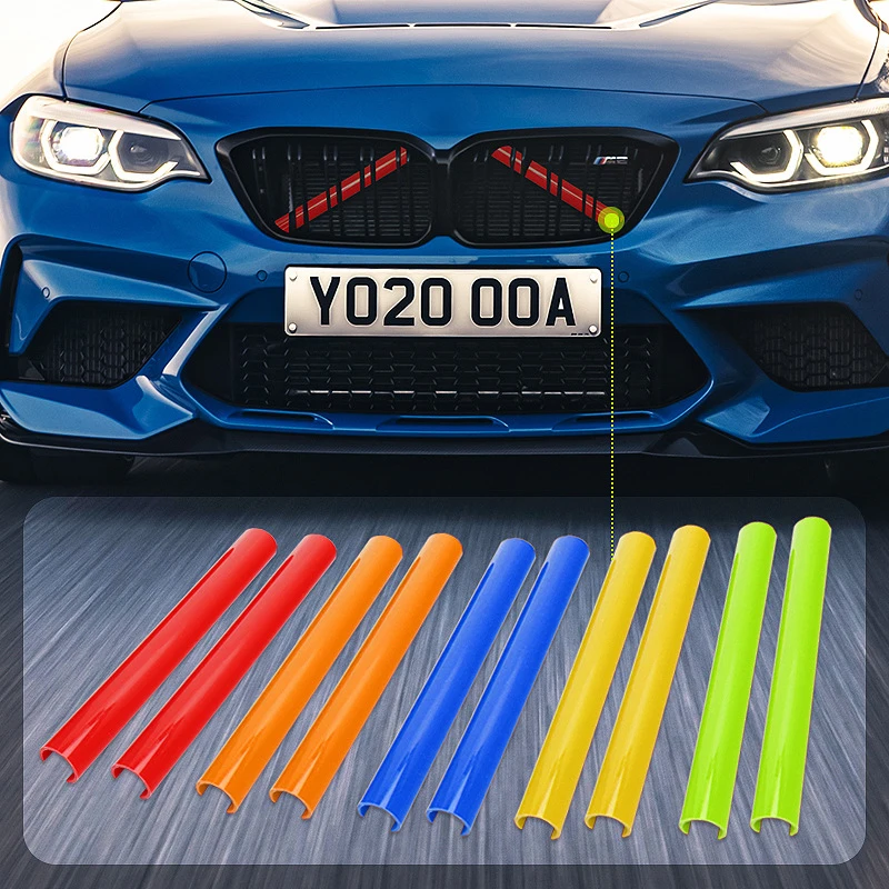 2Pcs Front Grille Trim Strips Cover Frame Stickers For BMW F10 E60 F20 F02 G20 Series Modified Grille Decoration