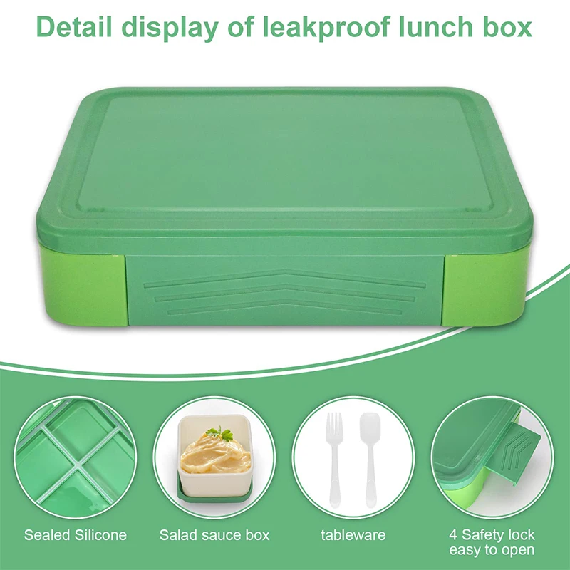Compartment Lunch Box Plastic Portable Lunchbox Students Office Bento Box Microwave Food Containers With Fork And Spoon