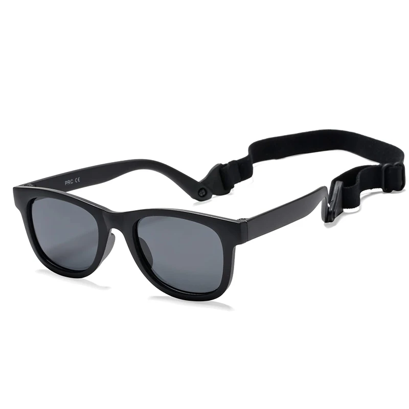 Kids Sunglasses 0-2 Years Baby Polarized With Belt Flexible Durable Square Silicone Frame Mirrored UV400 Lens