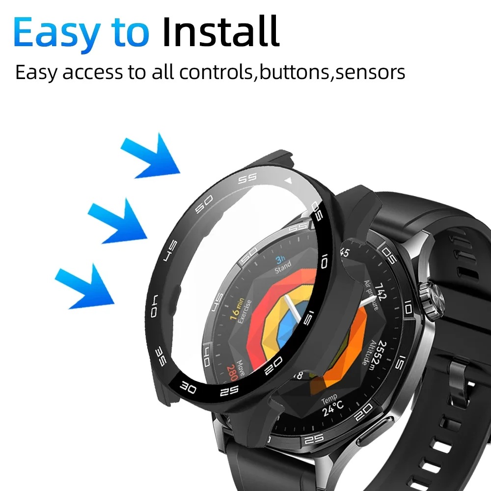 PC Case with Tempered Film for Huawei Watch GT5 Pro 46mm - Wrap-around Anti-scratch Full Cover Screen Protector