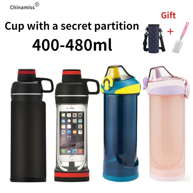 Bottle with Secret Compartment Undefined & Secret Phone Pocket Hiding Stash Pill Organizer Cup Student dormitory stash jar