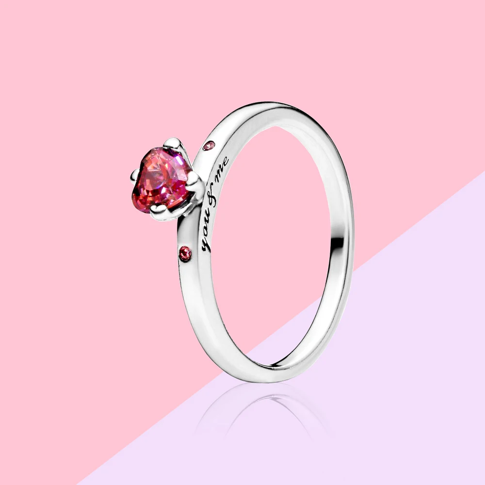 Pandora 925 Silver Sparkling Red Heart Ring Sweet Romantic and Sweet