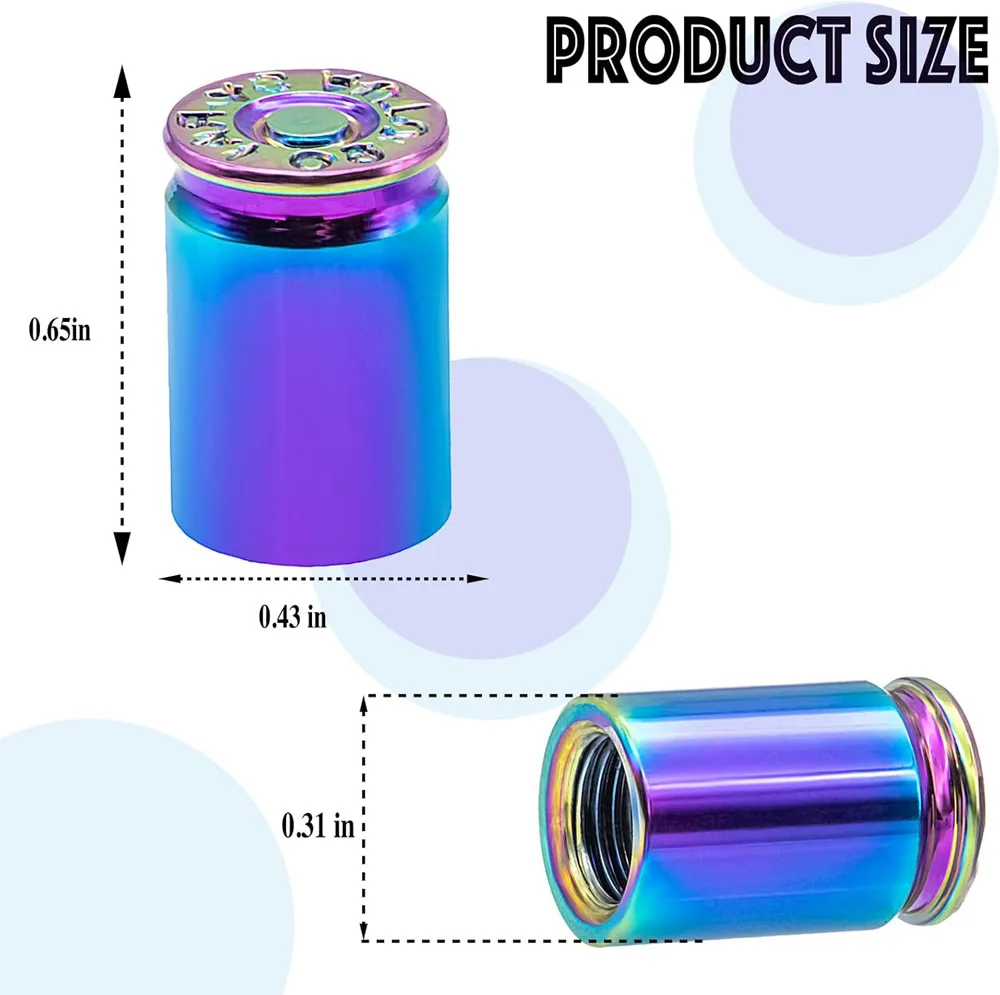 Bullet Shell Tire Valve Stem Caps - Set of 4, Durable Aluminum Alloy Air Stem Covers
