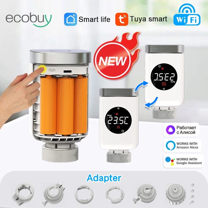 Tuya Wifi Cabeça Termostática Atuador da Válvula do Radiador Trv Smart Home Controlador de Temperatura Vida Inteligente Alexa Google Home Alice
