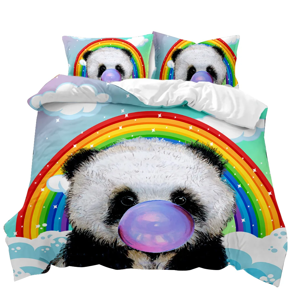 Panda Duvet Cover Cute Animal Bedding Set For Kids Boys Girl Cartoon