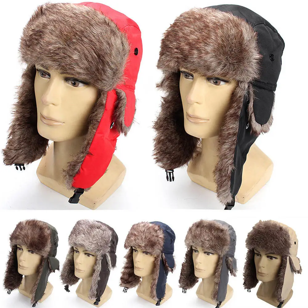 

Unisex Winter Earflap Thickened Warm Russian Windproof Face Mask Anti-cold Ski Cap Outdoor Aviator Trapper Ear Protection Hat