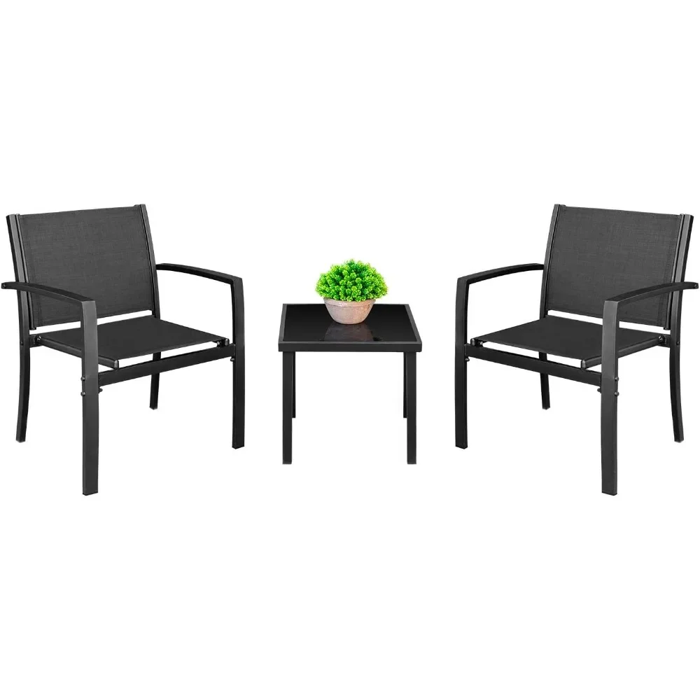 Furniture Outdoor Patio Conversation Bistro Set Modern Porch Lawn Chairs with Coffee Table for Home and Balcony