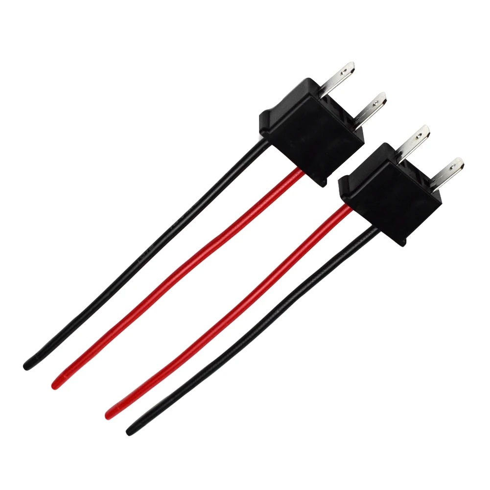 2pcs H7 Bulb Socket Wiring Harness Headlight 12V-24V ABS and Copper Wirefor Plug and Play Fog Lamp Male Connector Pig Tail