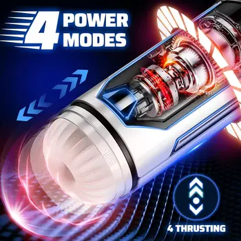 Automatic Male Masturbator 4 Thrusting Modes 3D Realistic Sleeve Heating Penis Pump Hands Free Pocket Pussy Adult Men Sex Toys