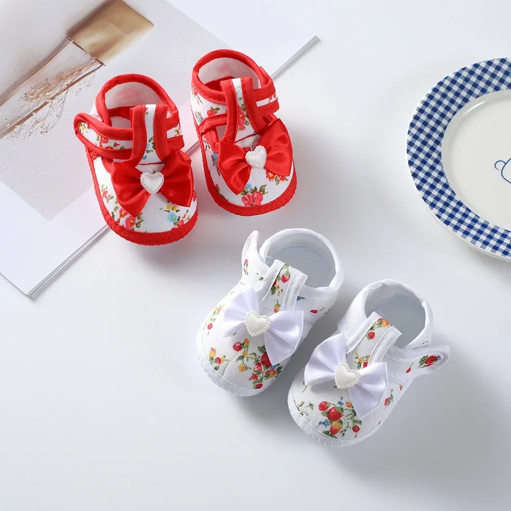 Spring New Princess Shoes 0-1 Year Old Baby Single Shoes Cute Bow Soft Soled Newborn Baby Walking Shoes 2