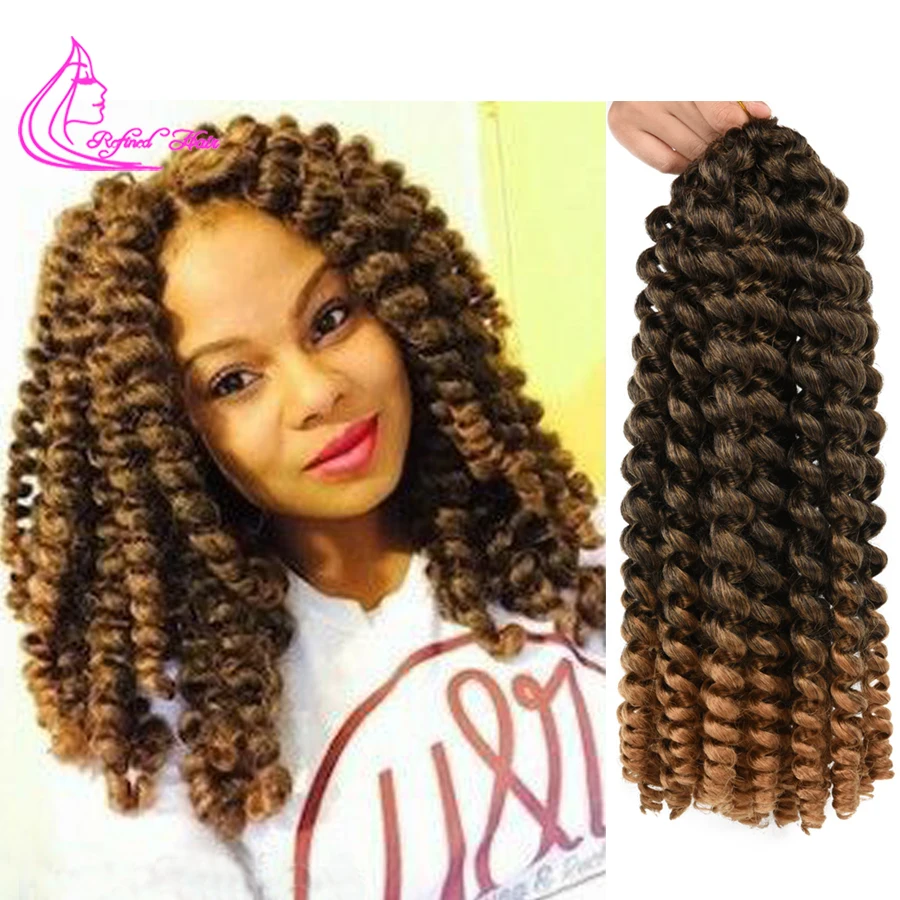 Wand Curl Twist Braids Hair Crochet Curly Hair Extension 8 12 inch Ombre Synthetic Hair Weave for Women 20strands/pack Brown Red