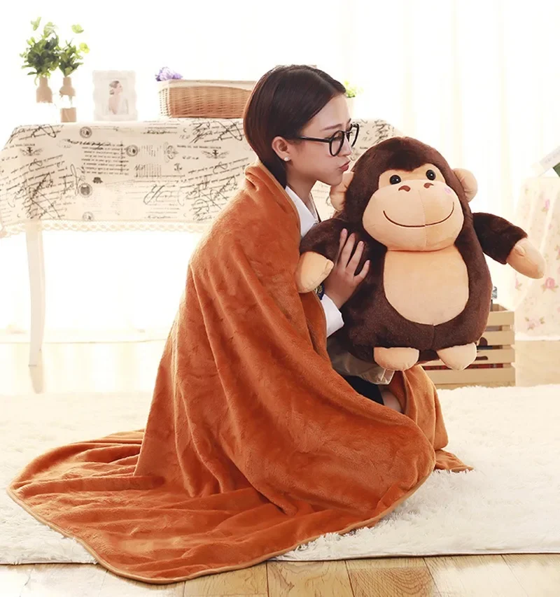 Creative Plush Orangutan Doll Cute Two-in-one Blanket Car Pillow Blanket Dual-use Office Nap Pillow Birthday Gift
