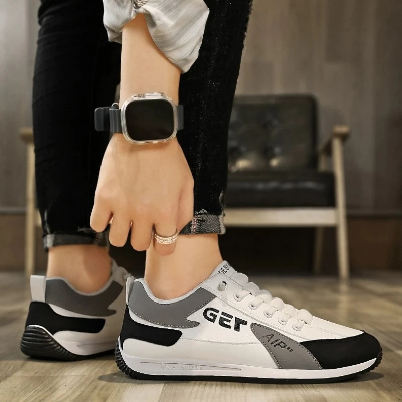 Men Casual Sneakers Trend Pu Leather Breathable Male Running Shoes Non-Slip Footwear Vulcanized Shoes Outdoor Non-slip Trainers
