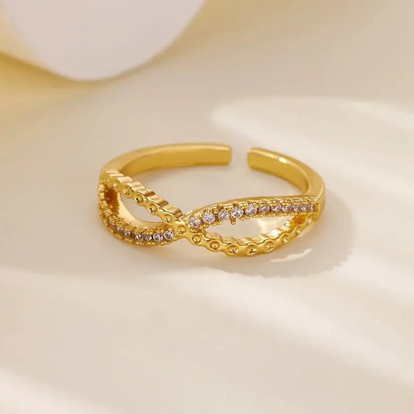 Zircon Infinite Symbols Ring for Women Stainless Steel Jewelry