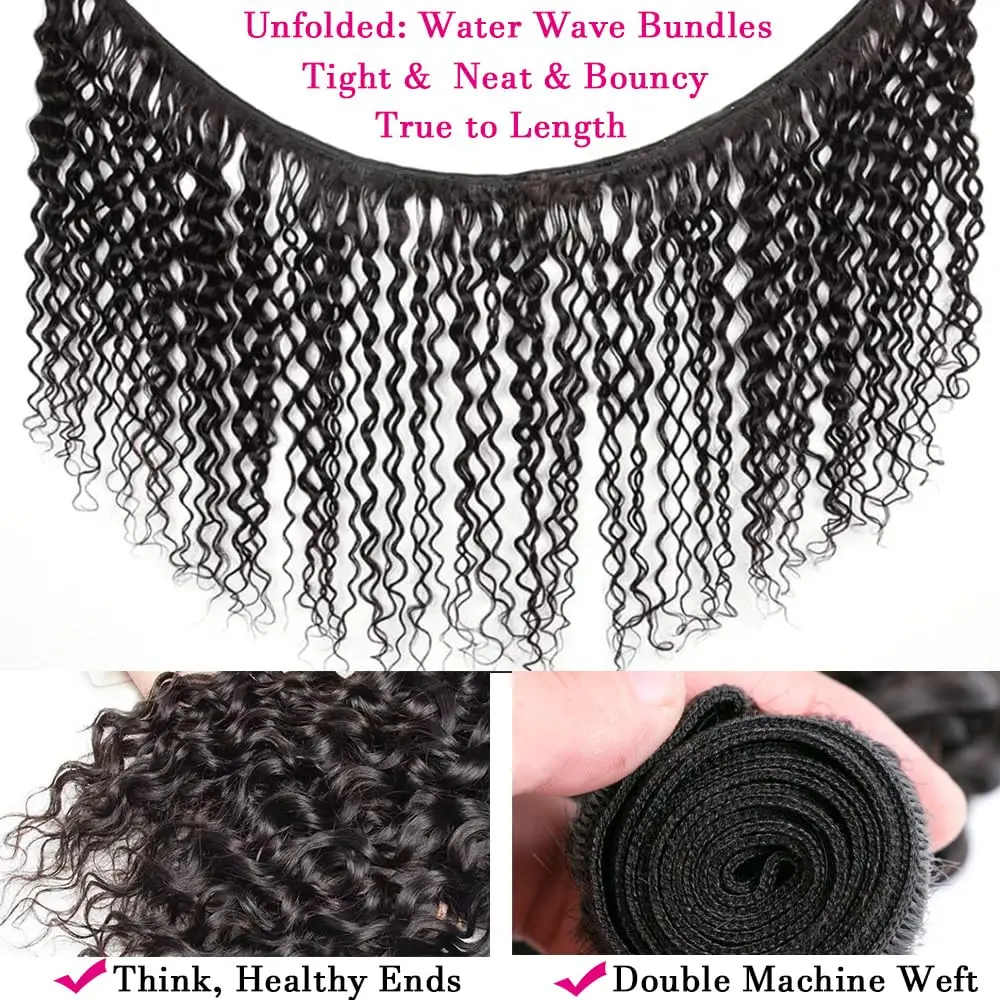 Water Curly Human Hair Bundles Natural Color Water Wavy 100% Virgin Human Hair Weave Extensions Bouncy Curly Bundles For Women