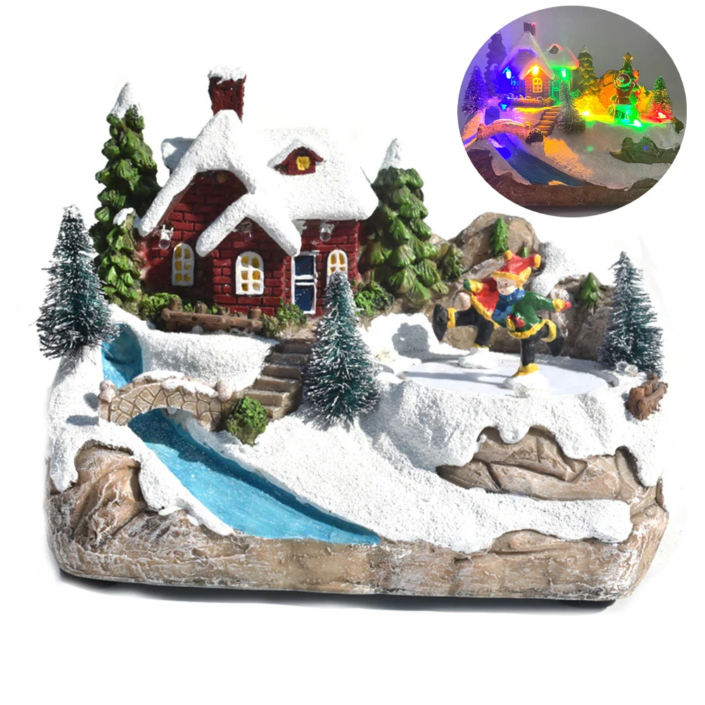 

Christmas Snow House Village Decoration With Music LED Light Christmas Village Holiday Festival Decoration