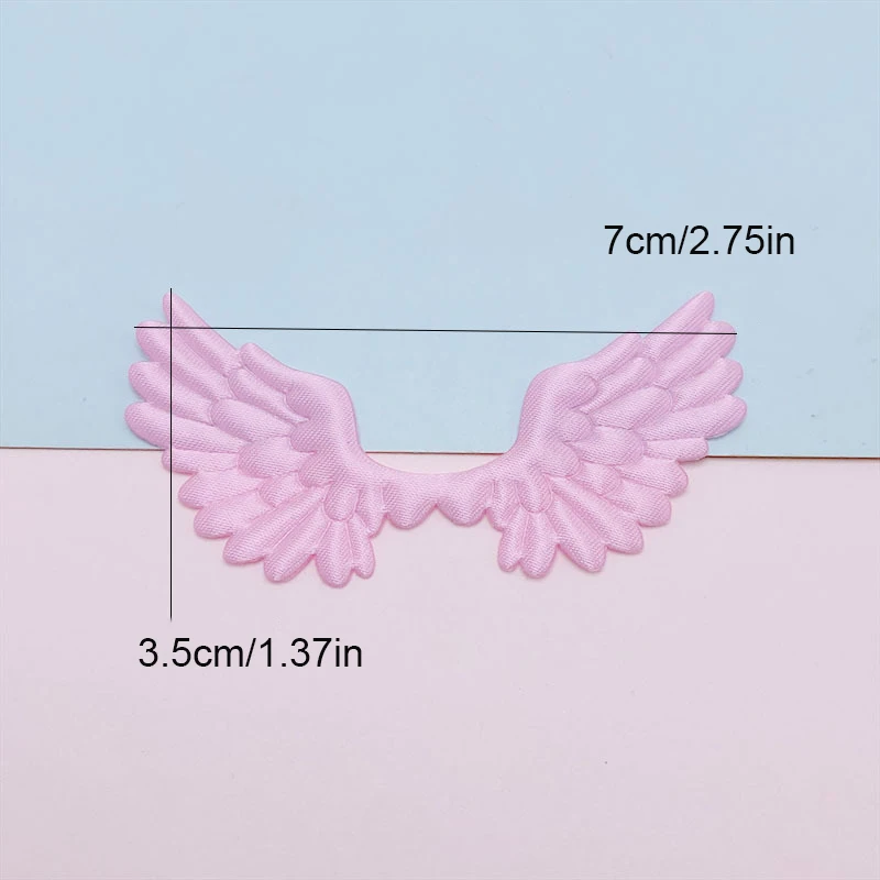 Description Picture 3 of item60Pcs 7x3.5CM Satin Fabric Angel Wing Padded Appliques For DIY Hair Clip Accessories Garment Headwear Decor Patches