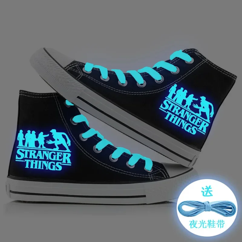 

Spring and Autumn Blue Glow Couple High top Men's and Women's Canvas Shoes Korean Versatile Casual Shoes