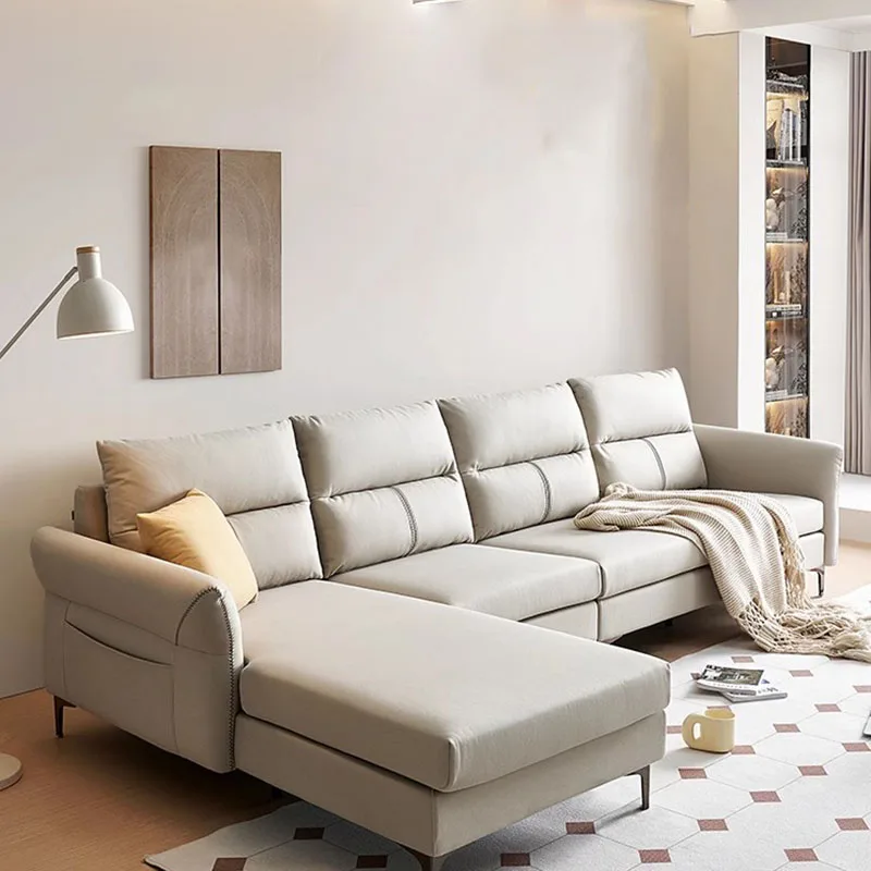 

L Shape Single Living Room Sofas Corner Sectional Reception Minimalista Sofa Italian Style Modern Canape Salon Luxury Furniture