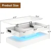 47.2" Large Lift Top Coffee Table with Charging Station, Hidden Compartment Storage, Marbling Print, LED High Glossy Tables 5