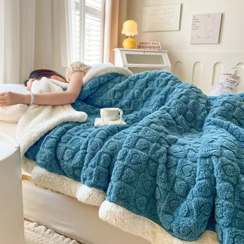두꺼운 양털 겨울 담요, 양면 단색 플란넬 쓰로우 담요, 소파 침대용, 편안하고 슈퍼 소프트, 따뜻한 이불