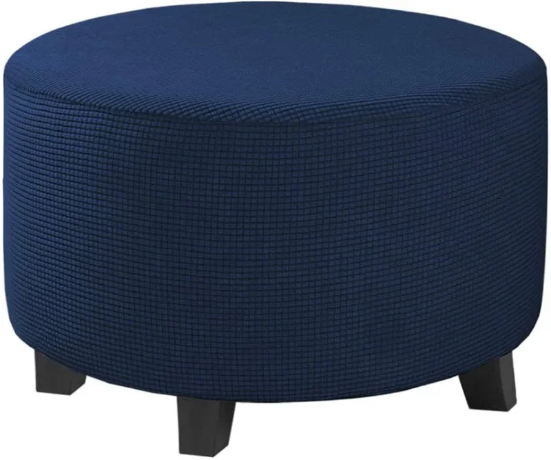All Inclusive Round Ottoman Cover Spandex 1PC Footstool Protector Elastic Polar Fleece Footrest Slipcover For Living Room Home