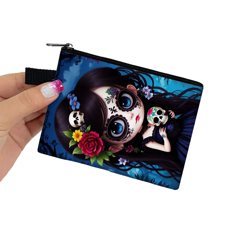 Gothic Girs and Dark Animal Portable Coin Purse Punk Style Small Storage Bag Dark Fantasy Key Card Holder Fairy Angle Coin Bag coin purse,women wallet,card wallet,coin wallet,change bag