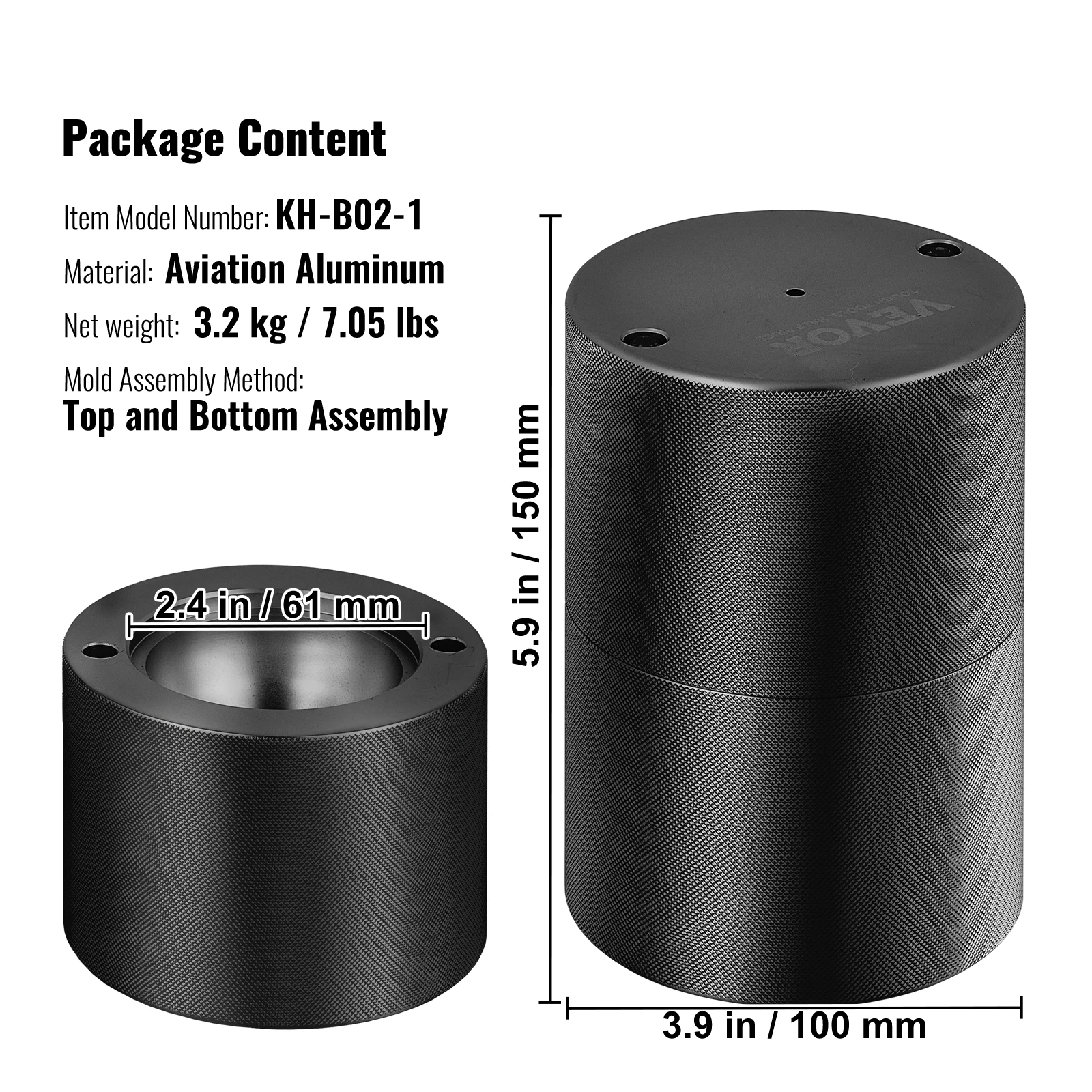 VEVOR Pressa per Cubetti di Ghiaccio 53 mm, Stampo per Cubetti di Ghiaccio Rotondo in Alluminio Aeronautico, Pressa per Cubetti di Ghiaccio con Vassoio Antigoccia Pinze Bevande Cocktail Whisky Bar