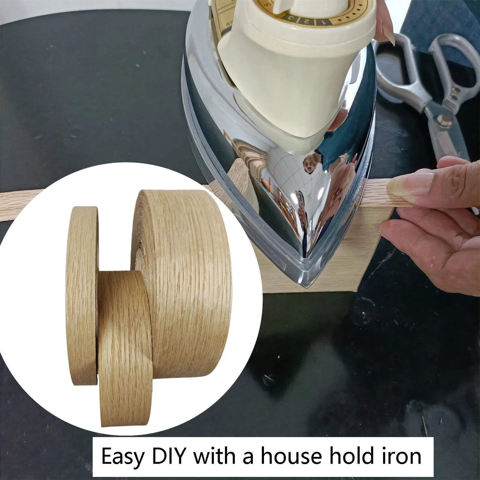 Real White Oak Edge Banding Pre-glued Iron On Wood Veneer Roll Backed with Hot Melt Adhesive Plywood Edging Trim For Furniture furniture edging tape decorative edge strip wood veneer