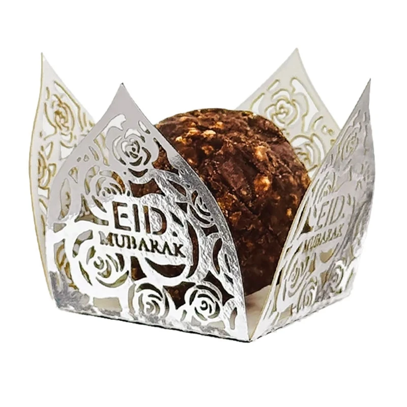 50Pcs Eid Mubarak Decoration Chocolate Wrappers Paper Candy Food Tray Box Ramadan Kareem Islamic Muslim Party Supplies C