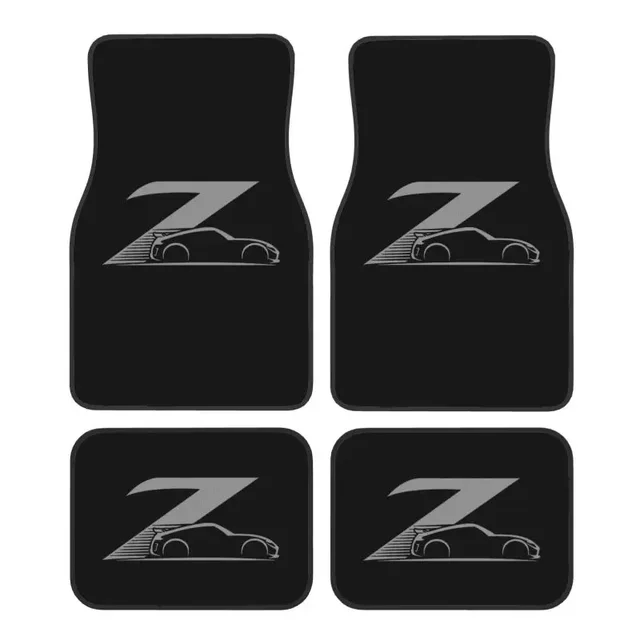 370z Custom Gray Japanese Street Race Car Floor Mats Set of 4 Pcs Car Front and Rear Foot Mats with Non-Slip Backing Rubber 1