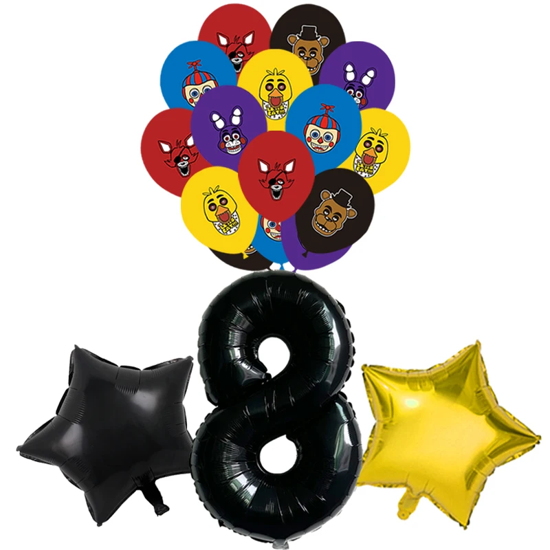 Five Nights at Freddy's Birthday Party Decoration Set - Themed Balloons, Tableware, and Banner