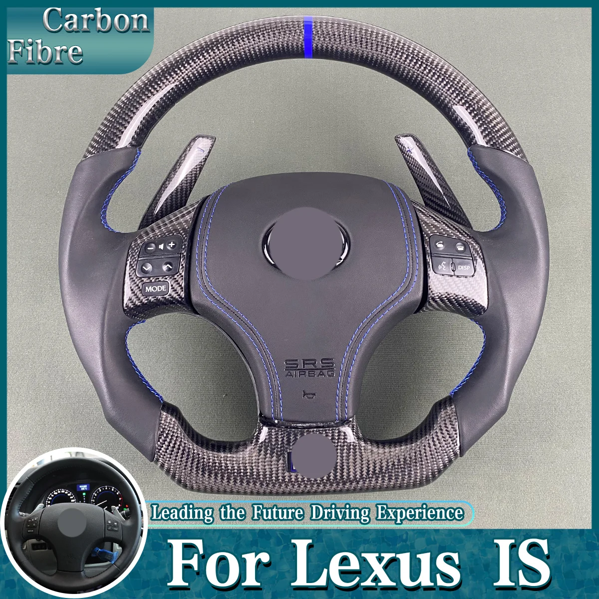 

Custom Car Interior Accessories 2006-2011 For Lexus IS250 IS300 IS350 IS ISF Carbon Fiber Steering Wheel With Shift Paddles