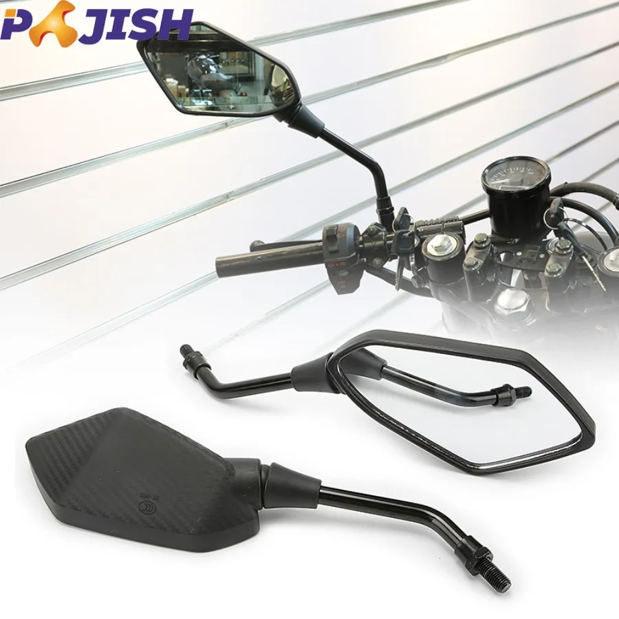 

Motorcycle Parts Accessories E-bike SScooter Dirt Bike Universal 10mm Black Carbon Stripe Style Motorbike Mirror 10mm Thread