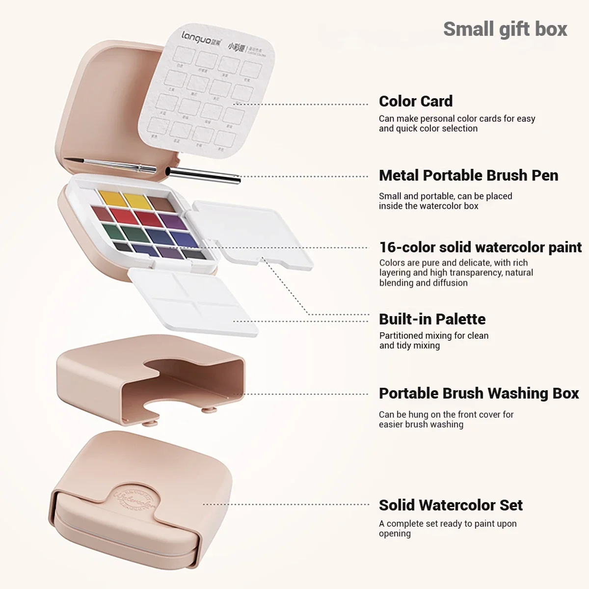 LANGUO 16-64 Colori Set di Colori Solidi Acquerello Portatile per Schizzi Studenti Aristi Pittura Materiale Scolastico di Arte di Cancelleria - immagine 4