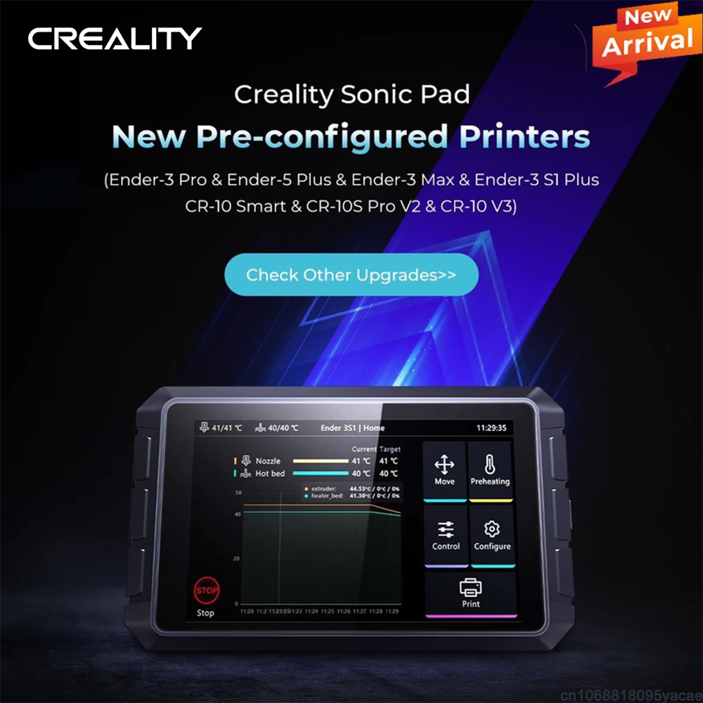 Creality Sonic Pad 7 Inch RAM 2G ROM 8G 64 Bit Klipper Firmware Printing  Speed Up Model Real Time Preview New Upgrade