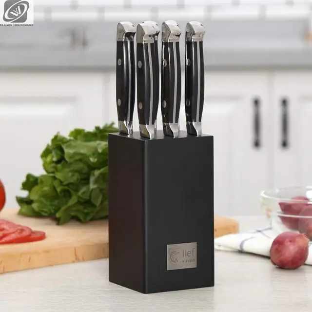 6 Pcs German Steel  Steak Knife Set  Highly Polished Handles With Block  Faca Churrasco Cuchillos De Cocina Steak Knives 1