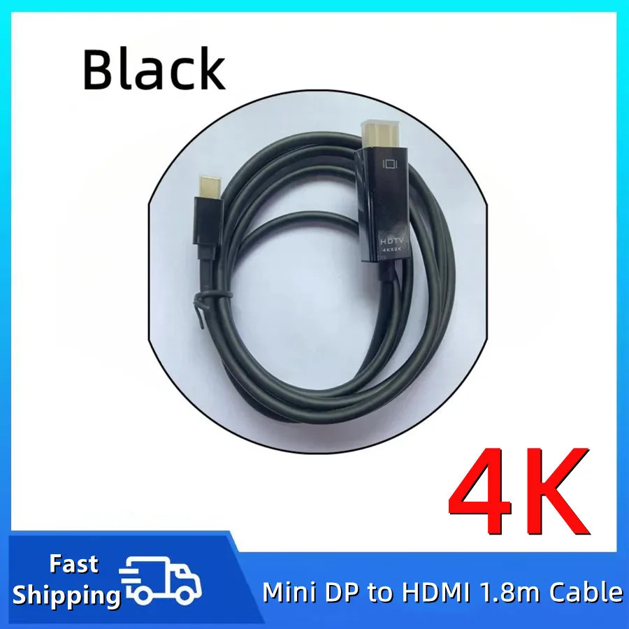מתאם כבלים תואם 4k Mini DisplayPort ל-HDMI 1.8M עבור MacBook מקרן צג מחשב נייד כבל תואם Mini DP ל-HDMI